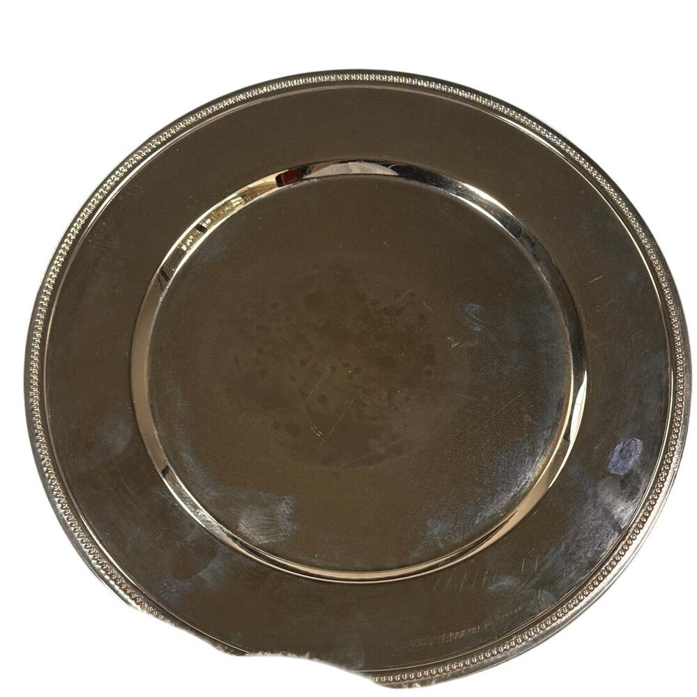 Silver Plated Beaded Rim Charger Plates Set of 7
